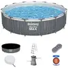 Image de Bestway Piscine Hors Sol Tubulaire Ronde Bestway Steel Pro Max 457 X 107 Cm Gris Clair Avec Led