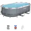 Image de Kit piscine hors sol tubulaire bestway - steel pro max  - 427 x 250 x 100 cm - ovale (avec filtre a cartouche, cartouche et échelle)