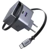 Image de Chargeur secteur - UGREEN - 45W - USB-A et USB-C - Rétractable - Noir