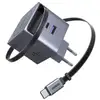 Image de Chargeur Secteur Compact Ugreen 65w Avec Câble Rétractable Usb-c Et Port Usb-a Gris