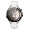 Image de Montre connectée huawei watch 5 42 mm bluetooth gris avec bracelet en cuir blanc