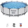 Image de Kit Piscine hors sol tubulaire BESTWAY Steel Pro Max - 366 x 100 cm - Ronde (Livrée avec filtre à cartouche + échelle de sécurité)