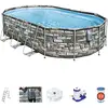 Image de Bestway Piscine Hors Sol Tubulaire Ovale Bestway Power Steel Comfort Jet 610 X 366 X 122 Cm Décor Pierres