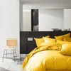 Image de Housse de couette 240x260 cm 100% Percale de Coton Lavé 80 fils Jaune - Linge de lit premium