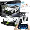 Image de Cada Construction Blocks Remote Controlled Car White 22 cm Fantasma Race Car Vehicle 322 pieces RC Dual Mode