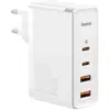 Image de Chargeur Rapide Baseus Gan2 Pro 100w 2usb-c+2usb-a Blanc Avec Câble Usb-c De 1m