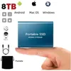 Image de Disque SSD Mini Disque Dur Externe Portable 8TB 8To Bleu Type-C avec Pochette Sac de Stockage en Tissu Noir