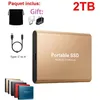 Image de SSD 2T Disque Dur Externe Portable HDD Or avec OTG Adaptateur Type-C USB + Pochette de Stockage en Tissu