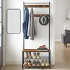 Image de Porte-Manteau avec Étagère à Chaussures - VASAGLE - Meuble d’Entrée avec Banc - Style Industriel