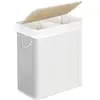 Image de Panier À Linge Divisé En Bambou Avec Couvercle, 100 L, Blanc
