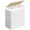 Image de Panier à linge avec couvercle - SONGMICS - LCB64WT - 2 compartiments de tri - sac amovible - volume 100L - Blanc
