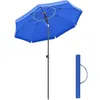 Image de SONGMICS Parasol droit Ø 160 cm UV 50+ Nervures en Fibre de Verre Toile Polyester Inclinable Sac de Transport Bleu
