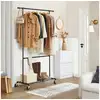 Image de Songmics portant à vêtements industriel, charge 110 kg, double barre, portant en métal, présentoir commercial robuste, noir hsr62bk
