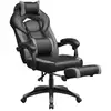 Image de Songmics fauteuil gamer ergonomique, chaise gaming, fauteuil de bureau, avec repose-pieds télescopique, appui-tête réglable, support lombaire, capacité de charge 150 kg, gris et noir obg77bg