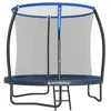 Image de Trampoline pour Enfants Diamètre 244 cm Filet de Protection Poteau Incurvé 180 cm Coussins de Sécurité Échelle Noir et Bleu