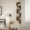 Image de Étagère d’Angle Murale à 5 Niveaux pour Chambre à Coucher Salon Salle de Bain Bureau à Domicile Marron Rustique
