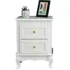 Image de Vasagle lot de 2 tables de chevet, 38,5 x 30,5 x 52,5 cm, avec 2 tiroirs, pieds en bois de pin, espace de rangement, blanc rdn012