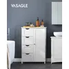 Image de VASAGLE Meuble Salle de Bain Rangement Gain de Place avec 4 Tiroirs Placard avec Porte Étagère Réglable 30 x 55 x 82 cm Blanc