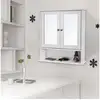 Image de Vasagle armoire murale salle de bain, placard de rangement toilettes, avec 2 portes et miroirs, 3 niveaux, étagères à hauteur réglable, 56 x 13 x 58 cm, blanc lhc002