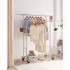 Image de Songmics portant à vêtements, penderie métallique,hauteur réglable, mobile, avec roulettes, mètal chromé hsr12s HSR12S