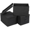 Image de SONGMICS Lot de 3 Boîte Rangement Pliables avec Couvercles Cube en Tissu Mon-tissé avec Porte-étiquettes 40 x 30 x 25 cm RFB03H