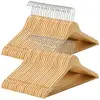 Image de Songmics cintre bois, lot de 50, avec encoches antiglisse, barre antiglisse pour pantalons, crochet pivotant 360°, pour costumes, chemises, manteaux, couleur boisée et argent crw001-50 445 x 12 x 23 cm (L x l x h)