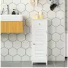 Image de Vasagle meuble de rangement de salle de bain, placard pour chambre, avec tiroir, porte persienne, panneau mdf, 32 x 30 x 87 cm, blanc bbc43wt panneau MDF, 32 x 30 x 87 cm
