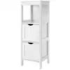 Image de Meuble de salle de bain sur pied meuble de rangement de vasagle table de chevet armoire d’angle avec 2 tiroirs blanc bbc42wt