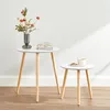 Image de Lot de 2 Tables Basses gigognes - SONGMICS - Style scandinave - Blanc et Couleur Boisée