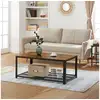 Image de Vasagle table basse, table de salon, montage facile, style industriel, cadre en acier, étagère de rangement en maille, pour salon, chambre, marron rustique et noir lct61x Armature métallique Rigide