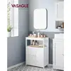 Image de Vasagle meuble salle de bain, 60 x 30 x 80 cm, rangement cuisine sur pieds, avec 2 portes persiennes, blanc