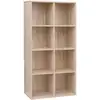 Image de Bibliothèque à 8 casiers en bois étagère de rangement armoire maison bureau couleur chêne