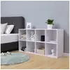 Image de Bibliothèque à 8 casiers en bois étagère de rangement armoire couleur blanche 129,5 x 65,5 x 30 cm