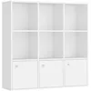 Image de VASAGLE Bibliothèque Étagère sur 3 Niveaux Meuble de Rangement avec 3 Placards en Bas 29 x 975 x 975 cm Salle à Manger Blanc