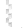 Image de VASAGLE Étagère dangle Style Industriel Étagère Murale Étagère en Forme Zigzag Bibliothèque Blanc