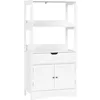 Image de VASAGLE Colonne de salle de bain Armoire Haute avec 2 Compartiments Ouverts 1 Tiroir et 1 Placard 325 x 60 x 122 cm Blanc