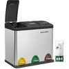 Image de SONGMICS Poubelle de Cuisine LTB24L - Avec pédales et 3 compartiments - Tri sélectif de recyclage - En inox - 24 L