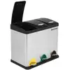 Image de Songmics poubelle de recyclage, poubelle à pédales 3-en-1, poubelle 24 litres en métal, pour cuisine, durable, facile à nettoyer, argent et noir ltb24l