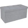 Image de Tabouret Pouf Coffre Boîte Siège de Rangement Pliable - SONGMICS - LSF47G - Gris Clair - 86 L - 76 x 38 x 38 cm