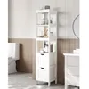 Image de Meuble de salle de bain - VASAGLE - Armoire haute avec 2 tiroirs et 3 casiers ouverts - Blanc