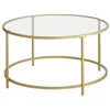 Image de VASAGLE Table Basse Ronde Plateau en Verre Trempé Armature Métallique Dorée Bout de Canapé Robuste Doré