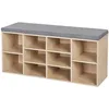 Image de VASAGLE Meuble à Chaussures de 10 Compartiments - Banc à Chaussures avec Coussin - 104 x 30 x 48 cm - Couleur Chêne - LHS10NL