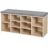 Image de Vasagle banc à chaussures, étagère à chaussures, meuble de rangement, 10 compartiments, avec coussin, pour entrée, 104 x 30 x 48 cm, couleur boisée lhs10nl