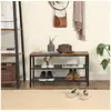 Image de Vasagle banc à chaussures, 80 x 30 x 44.5 cm, meuble à chaussures à 2 niveaux en maille, rangement chaussures, pour entrée, métal, style industriel,marron rustique et noir lbs74x Pour Entrée, Couloir,