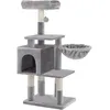 Image de FEANDREA Arbre à chat hauteur de 110 cm Niche panier Grande plate-forme Gris clair PCT52W