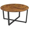 Image de VASAGLE Table Basse Ronde Table de Salon Style Industriel Cadre Métallique Durable pour Salon Chambre Marron Rustique LCT88X