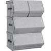 Image de Boîte de Rangement avec Couvercle - SONGMICS - Lot de 4 - Gris - Empilable - 10 kg de Charge Maximale