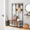 Image de VASAGLE Vestiaire Style Industriel avec Banc à chaussures Meuble dentrée 100 x 40 x 186 cm HSR86BX