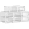 Image de Songmics boîtes à chaussures, lot de 8, rangement chaussures, pliable, pour pointure jusqu’à 44, transparent et blanc lsp08swt