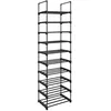 Image de CALICOSY - Etagère à Chaussures en Fer Noir avec 10 Niveaux Modulables - L45 x H174 cm - Noir